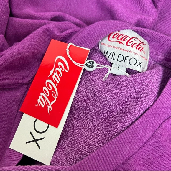 NWT Wildfox x Coca-Cola Smile with Coke! Roadtrip Sweatshirt in Purple Wine L - Picture 6 of 8